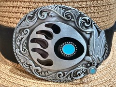 Antiqued Silver Native American Bear Claw Belt Buckle