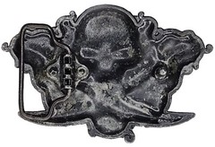 Unbranded Silver And Black Metal Skull w/ Swords Belt Buckle