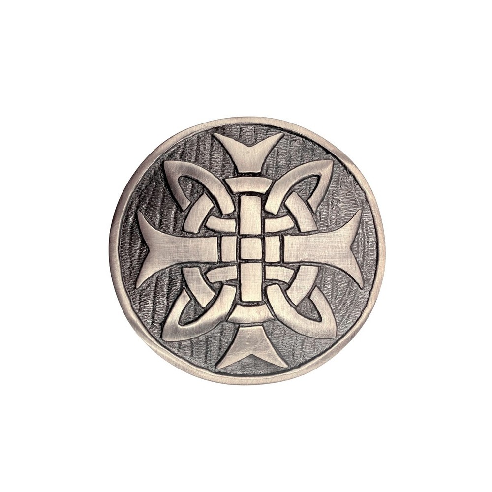 Mens Cross Round Kilt Belt Buckle Chrome / Antique Finish 3&Prime;/Celtic Belt Buckles