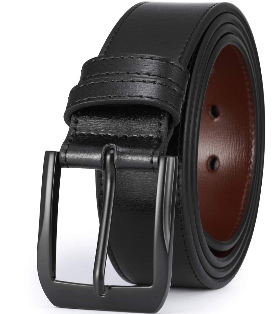 beltox fine Men’s Casual Leather Jeans 48-50, Black Belt With Buckle