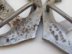 belt buckle vintage metal Anchor cracked sculpture signed T.O.S. TOS Handmade