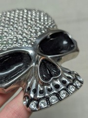 vintage Y2K belt buckle SKULL chrome metal STUDDED skeleton PUNK tripp hot topic