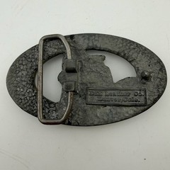 Vintage DIX Leather Co Snowmobile Belt Buckle Gray Excellent Vintage Pewter Tone
