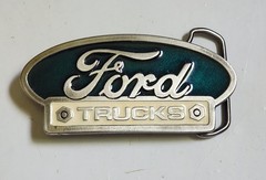vtg Belt Buckle Ford Truck Emblem Green Enamel U.S.A. numbered