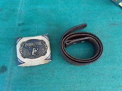 2024 Pendelton Whiskey Buckle Gold Bronze Bronco Bull Leather Belt Large 34 – 44