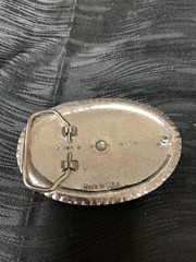 Vintage Western Square Dance Belt Buckle Squares Silver Brass Black Oval USA