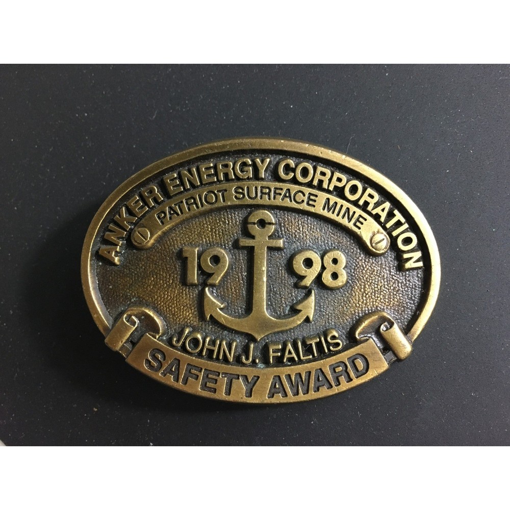Anker Energy Corp 1998 John Faltis Safety Award Patriot Surface Mine Belt Buckle