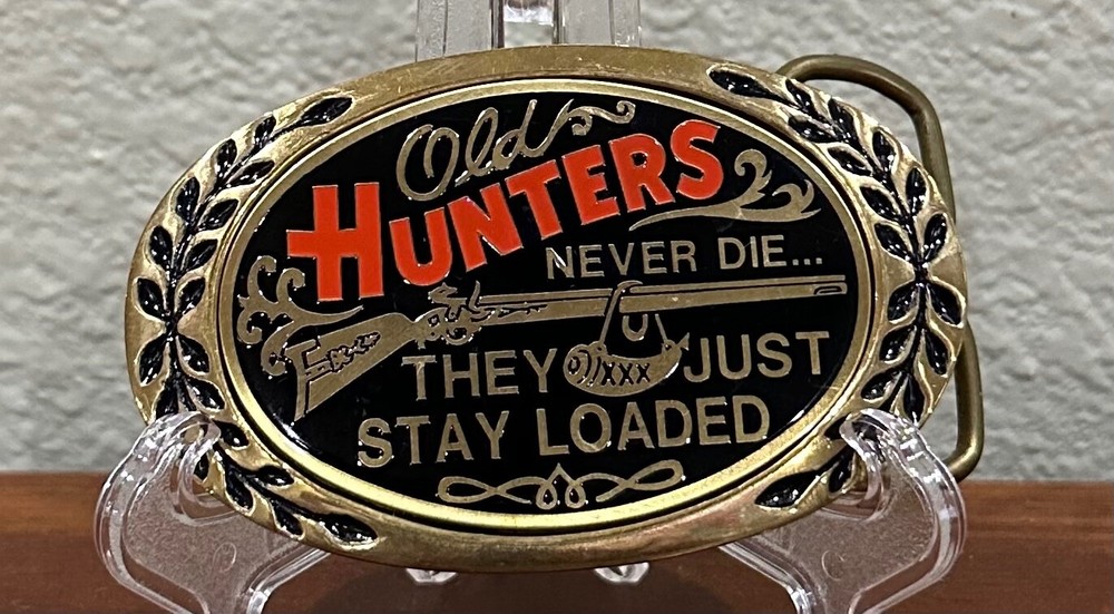 Walt Disney Productions Enameled Brass Belt Buckle Old Hunters Never Die…