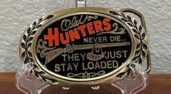 Walt Disney Productions Enameled Brass Belt Buckle Old Hunters Never Die…