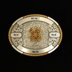 Crumrine Trophy Buckle Oval 4H Clover Ribbons Belt Buckle 38636