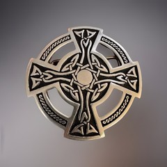 St. Justin Celtic Cross Pewter Belt Buckle Fits 40 mm Belt-New