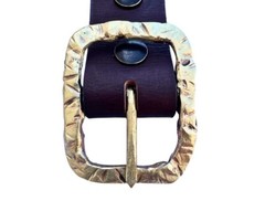 Handmade Solid Brass Belt Buckle USA | 1.5&Prime; « THE ROAD » Retro Artisan Buckle Men