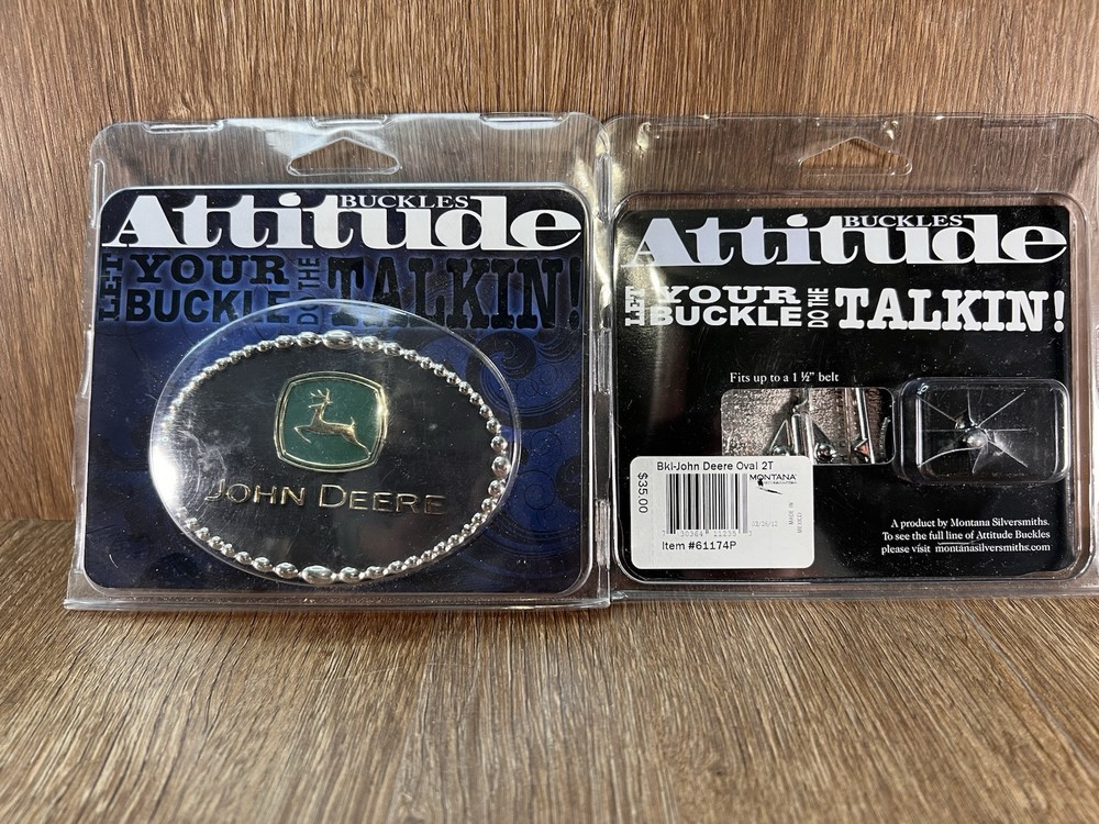 Licensed John Deere Logo Montana Silversmiths Western Belt Buckle
