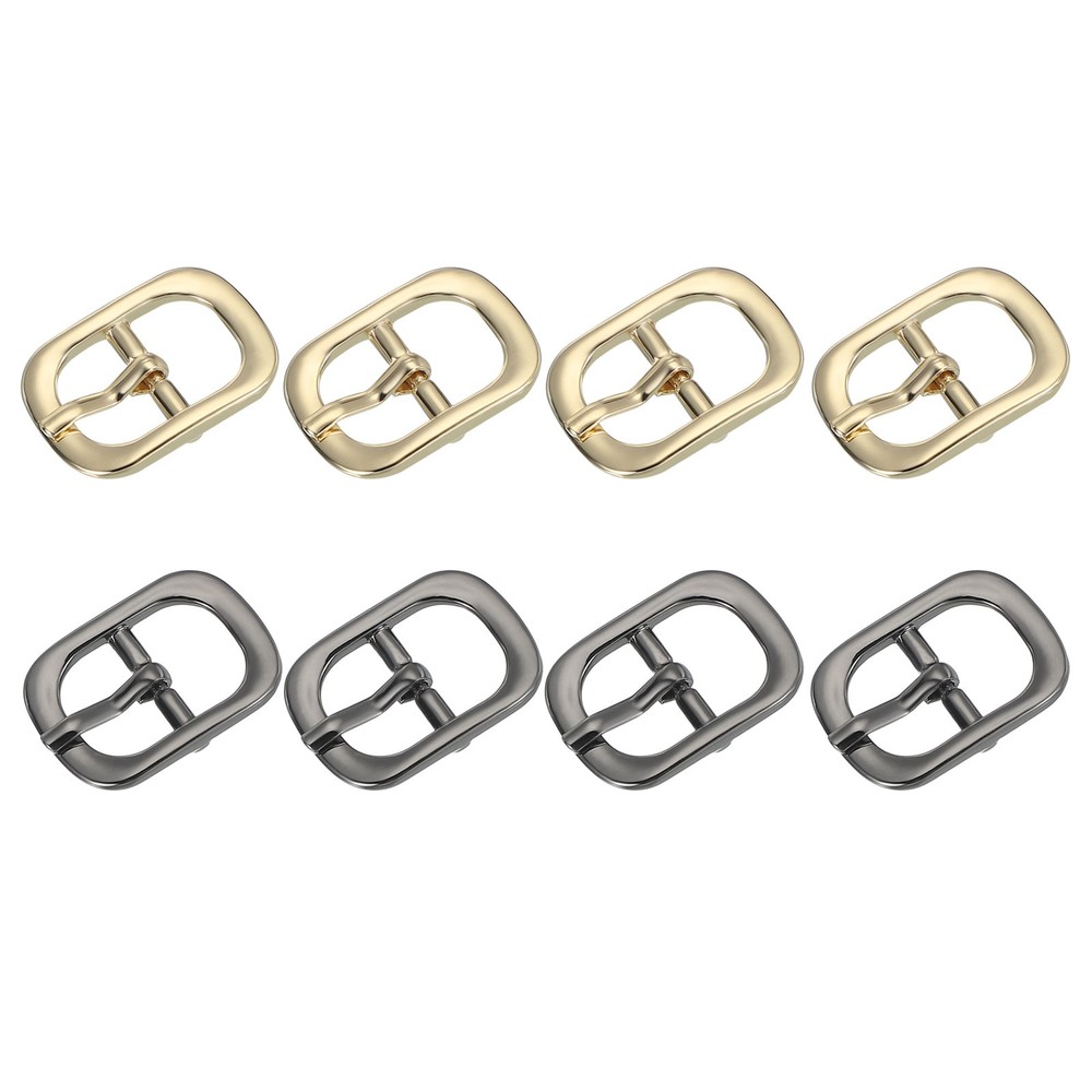 8Pcs 0.5&Prime; Single Prong Metal Roller Pin Belt Buckles Light Gold/Black