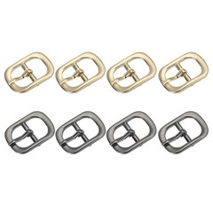 8Pcs 0.5&Prime; Single Prong Metal Roller Pin Belt Buckles Light Gold/Black