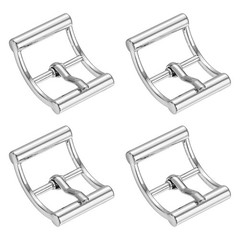 4Pcs Single Prong Belt Buckle 0.75&Prime; ID Curved Bow Buckle for Shoes, Silver