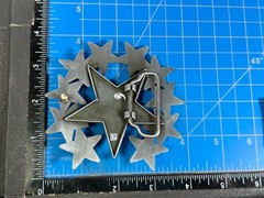 Eleven Five Pointed Star Cutout Silver Color Western Style LARGE Belt Buckle