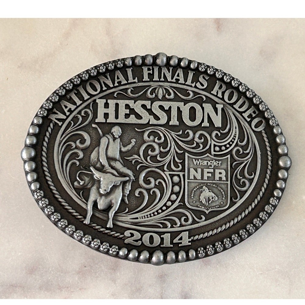 Montana Silversmiths Pewter 2014 Hesston National Finals Rodeo NFR Belt Buckle