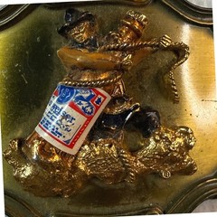 Vintage 1976 Budweiser Belt Buckle Mens Gold Rodeo Cowboy 3D Western Americana