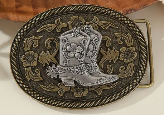 NEW COWBOY BOOTS SPUR SHOES BRONZE SILVER WESTERN RODEO BELT BUCKLE!!