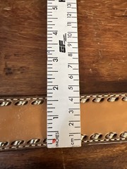 Handmade Patriotic Western Belt 30-Eagles-Brn/White-Lace-Stitches-Buckle-Leather