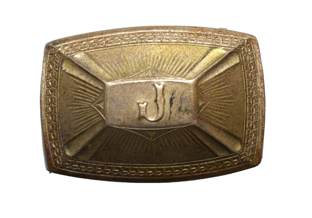 Art Deco Era Silver Front Initial J by Baf Co 1.75 by 1.25 Belt Buckle 16 Grams