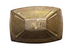 Art Deco Era Silver Front Initial J by Baf Co 1.75 by 1.25 Belt Buckle 16 Grams