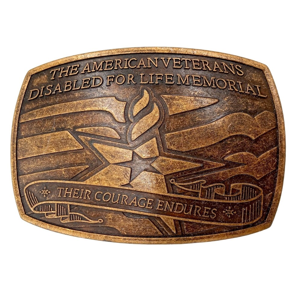 American Veteran Belt Buckle Disabled For Life DAV Military Vet Stars Stripes
