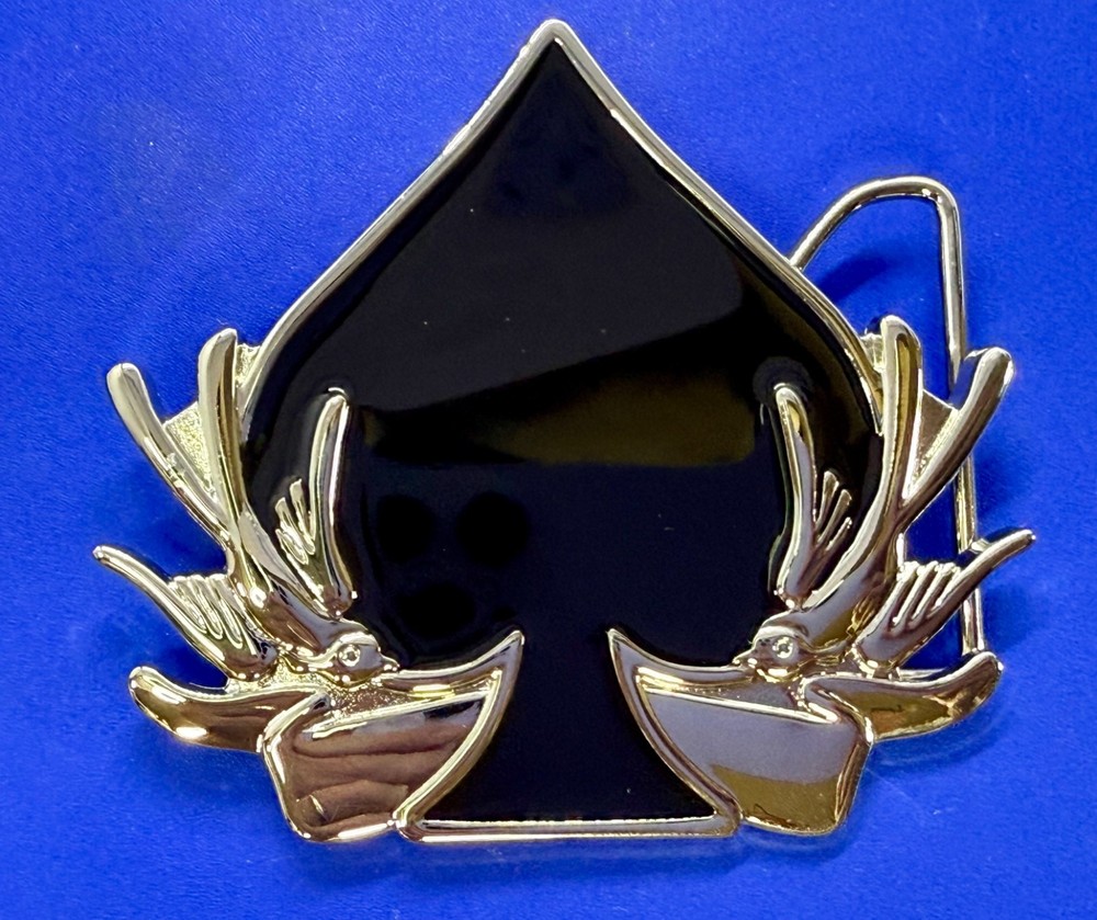Spade Playing Cards W/ Birds Cutout NOS 2005 Hunters Vegas Baby! Belt Buckle