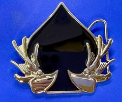 Spade Playing Cards W/ Birds Cutout NOS 2005 Hunters Vegas Baby! Belt Buckle