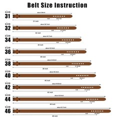 NPET Mens Full Grain Genuine 34 for 32&Prime; waist, Coffee With Black Brass Buckle