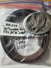 BELT BUCKLE BLOWOUT: Vintage C&J Eagle Belt Buckle + 40 Used Leather Belt BB-219