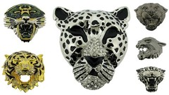 Men Women Belt Buckle Snake Animal Lion Tiger Leopard Metal Black Panther Logo