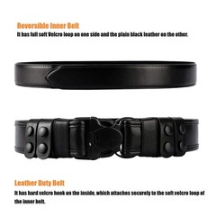 TACNEX 2&Prime; Duty Belt w/Hook Lining 4 Keepers 1.5&Prime; X-Large, Plain Black