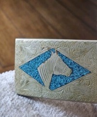 Southwestern Alpaca Mexico Native Boho Inlay Turquoise Horse Belt Buckle Navajo