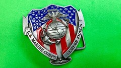 US Marine Corps Semper Fideles Eagle Anchor Globe Commemorative Belt Buckle