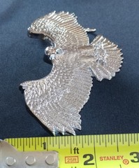 EAGLE SWOOPING STRIKE SPREAD WINGS CHROME PLATED SOLID BRASS BELT BUCKLE 1980