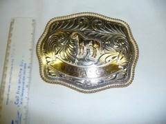 NWASCA JUSTIN SILVER MEXICO STANDING HORSE WESTERN BELT BUCKLE
