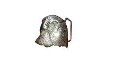 VINTAGE EAGLE HEAD SOLID BRASS BELT BUCKLE BARON 1978 NEW GOLD COLORED