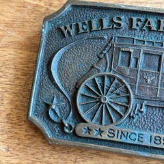 Wells Fargo and Co Stagecoach Brass Belt Buckle Vintage 1973