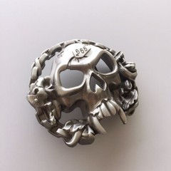 Skull With Motorcycle Chains Biker Rider Metal Belt Buckle