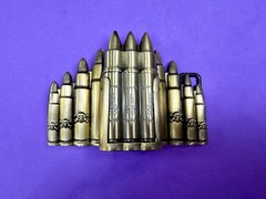 Bullet Rifle Rounds Skull Crossbones Lighter (Not Working) Large Belt Buckle