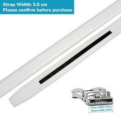 Nelbons Men&rsquo;s Ratchet Belt Strap Only 35mm 1 130CM/UP TO Waist:44&Prime;, White