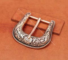 Heavy Gold Western Cowboy Belt Buckle 3 Piece Set Floral Carved Unisex 1-1/2&Prime;