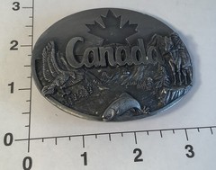 VINTAGE AUTHENTIC SISKIYOU CANADA COMMEMORATIVE SILVER TONE BELT BUCKLE Z-35