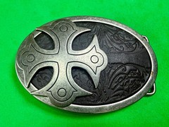 Maltese Celtic Iron Cross Gothic Punk Biker Black & Silver Color Belt Buckle