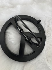 New Men’s Peace Sign Studded Black Belt Buckle New