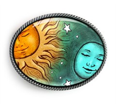Sun and Moon Belt Buckle – New Age Celestial Art Belt Buckle – 618