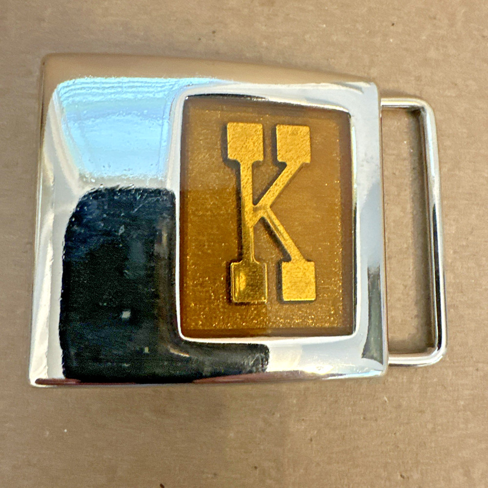 Vintage LEE Jeans Monogram Belt Buckle (70s) Cowboy/Western K ORANGE SPARKLE! K