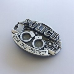 Antique Silver Hero Law Enforcement Belt Buckle